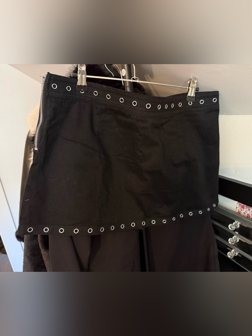 Black Eyelet-Trim Women's Mini Skort